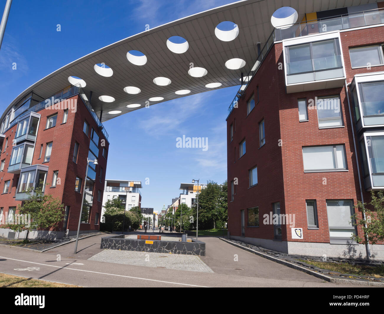 L'architecture finlandaise contemporaine, un quartier résidentiel dans le quartier de Skatudden harbour Helsinki Finlande Banque D'Images