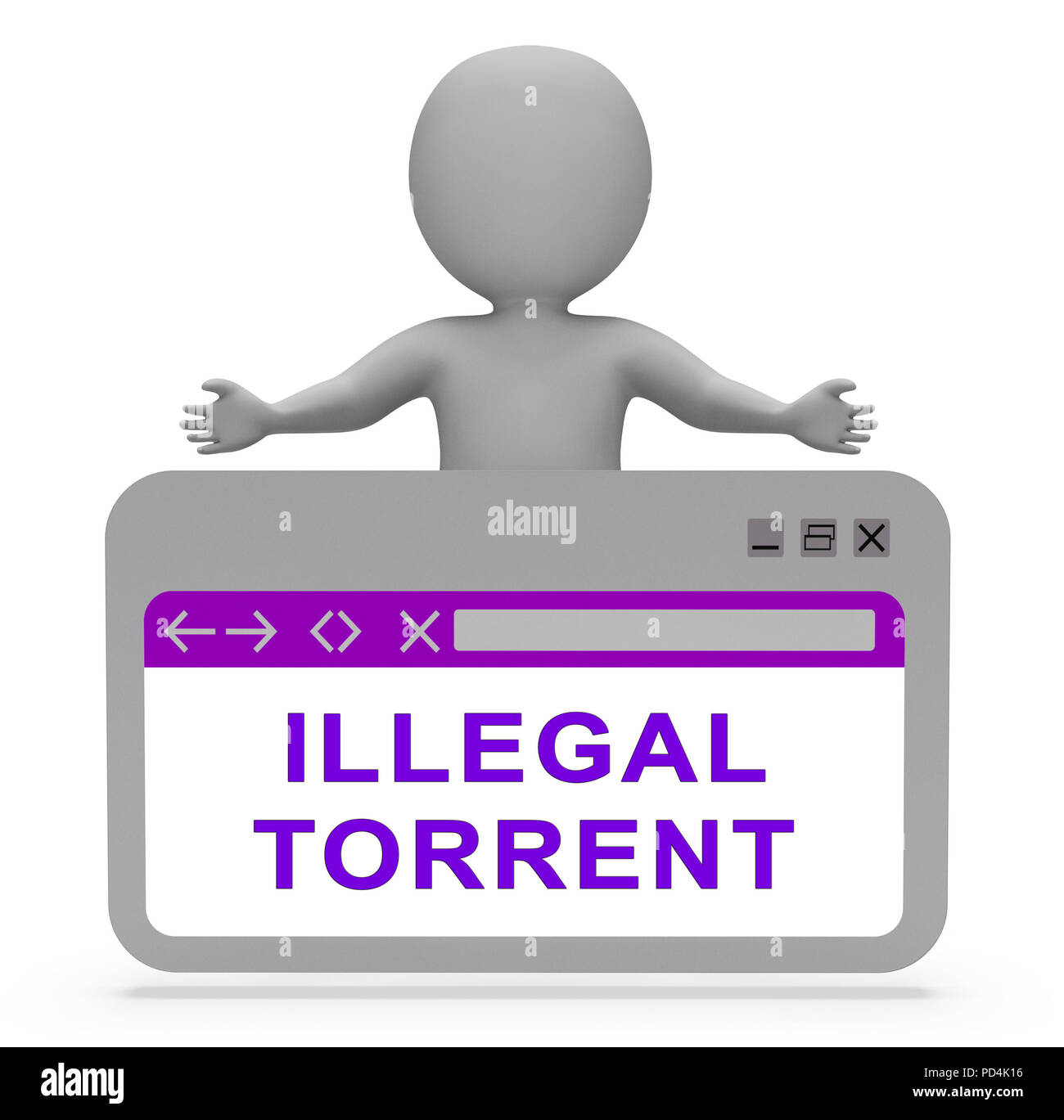 Torrent illégale de données illicites Télécharger le rendu 3D affiche les données de streaming P2p interdits en ligne Sites Serveur Banque D'Images