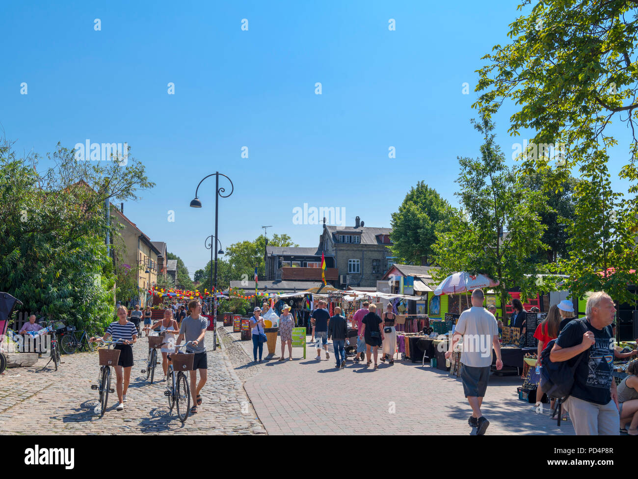 Christiania Copenhague. Pusher Street à Freetown Christiania, une commune française, située dans Christiania, Copenhague, Danemark Banque D'Images