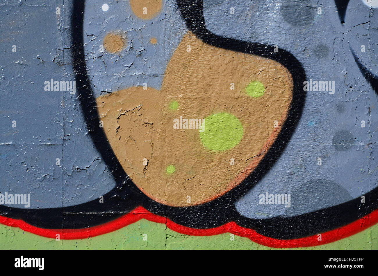 Fragment D Un Ancien Dessin Graffitis Colores Sur Le Mur Image En Arriere Plan Comme Une Illustration De L Art De La Rue Le Vandalisme Et L Aerosol Peinture Murale Avec P Photo Stock Alamy