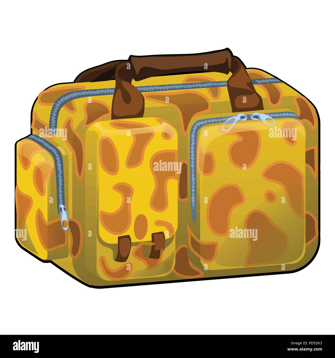 Sac de voyage avec texture sur un thème de giraffe close-up isolé sur fond blanc . Cartoon Vector illustration close-up. Illustration de Vecteur