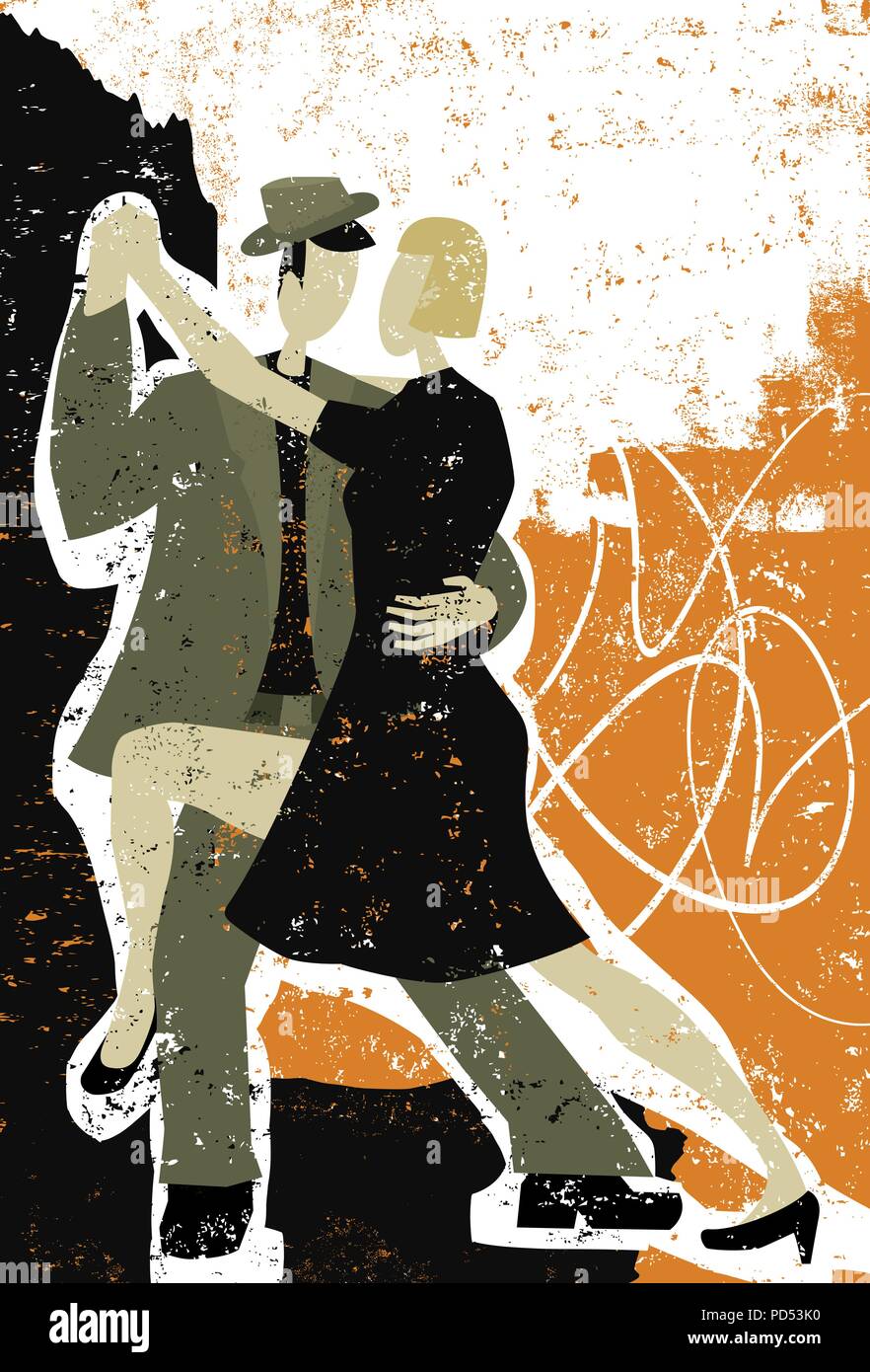 Deux personnes dansant le tango. Illustration de Vecteur