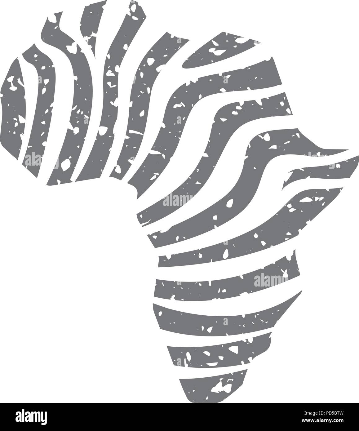 Carte de l'Afrique - l'icône grunge striped Illustration de Vecteur