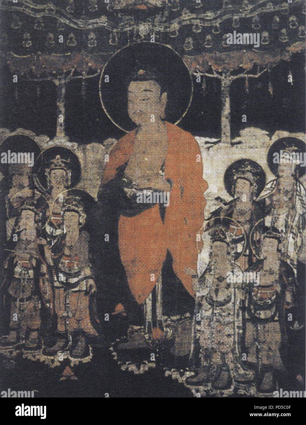 Avec huit grands Bodhisattvas Amitabha Banque D'Images