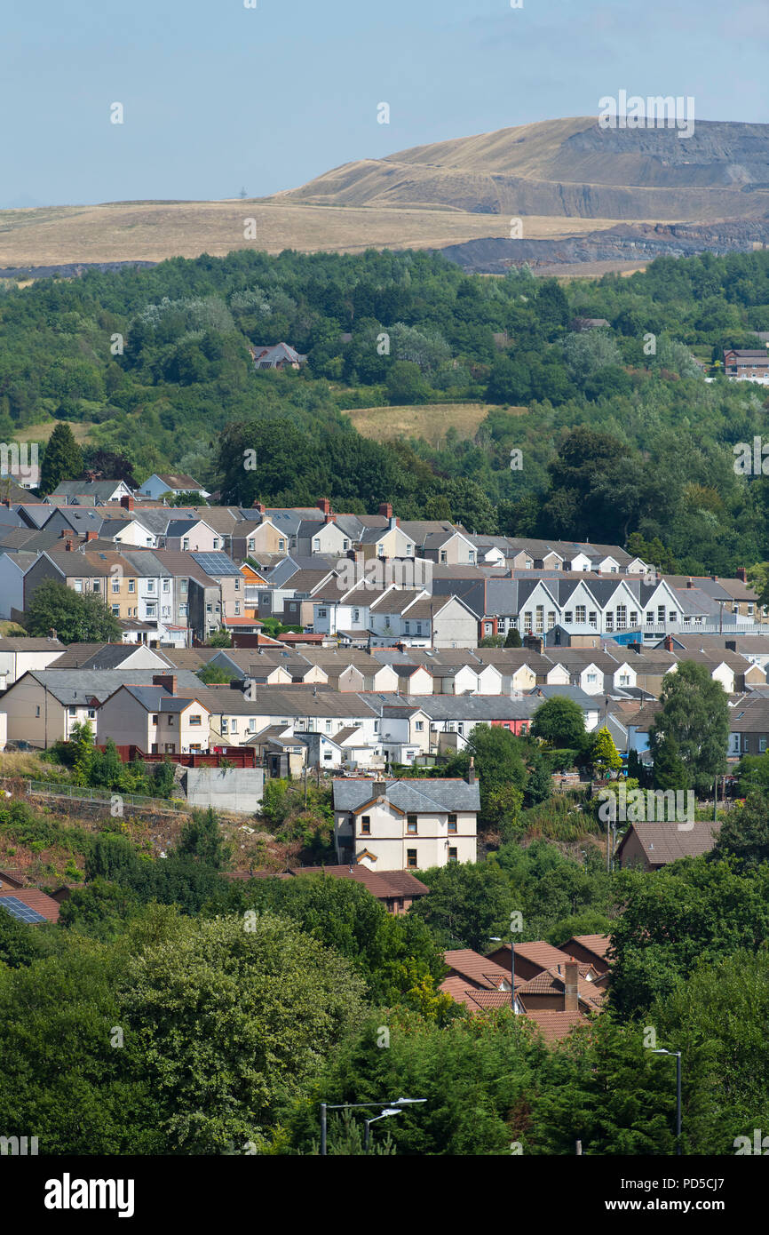 Une vue générale des propriétés résidentielles de Penydarren dans Merthyr Tydfil, au Pays de Galles. Banque D'Images