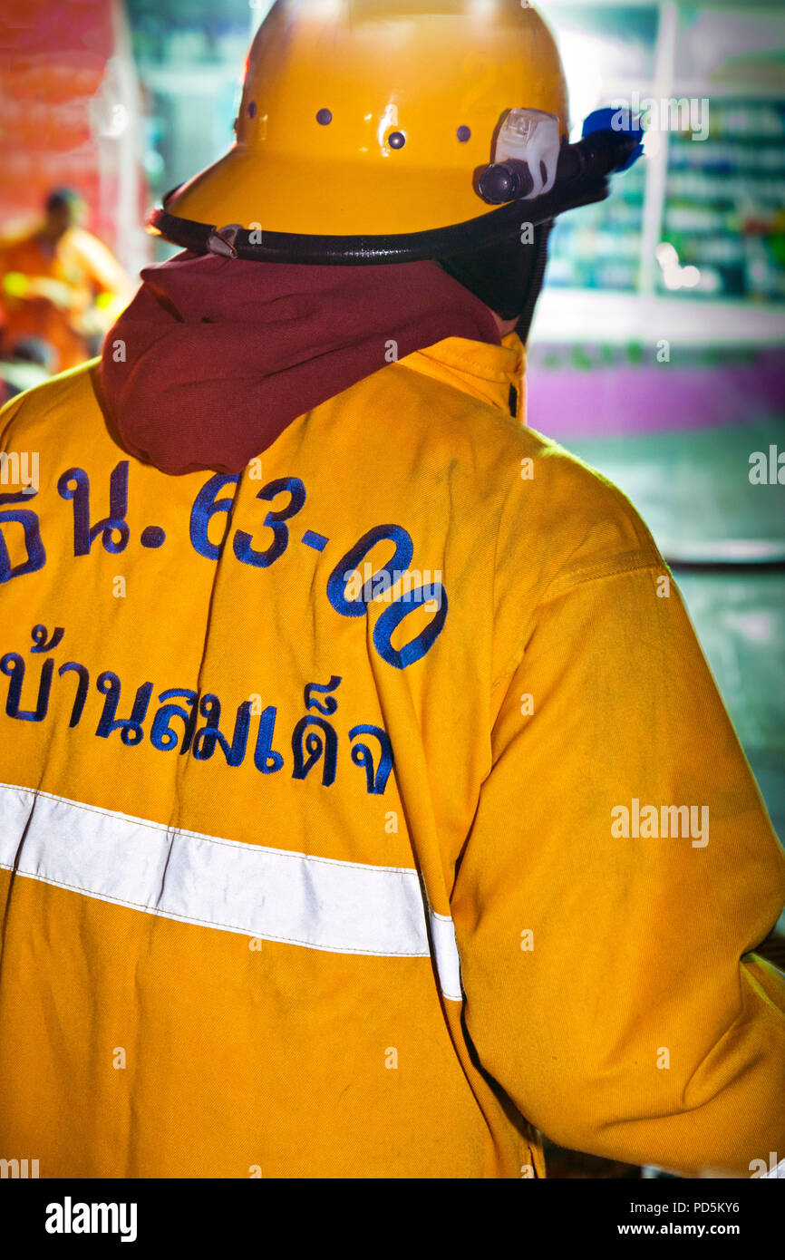 Services d'urgence à feu dans le centre de Bangkok, Thaïlande Banque D'Images