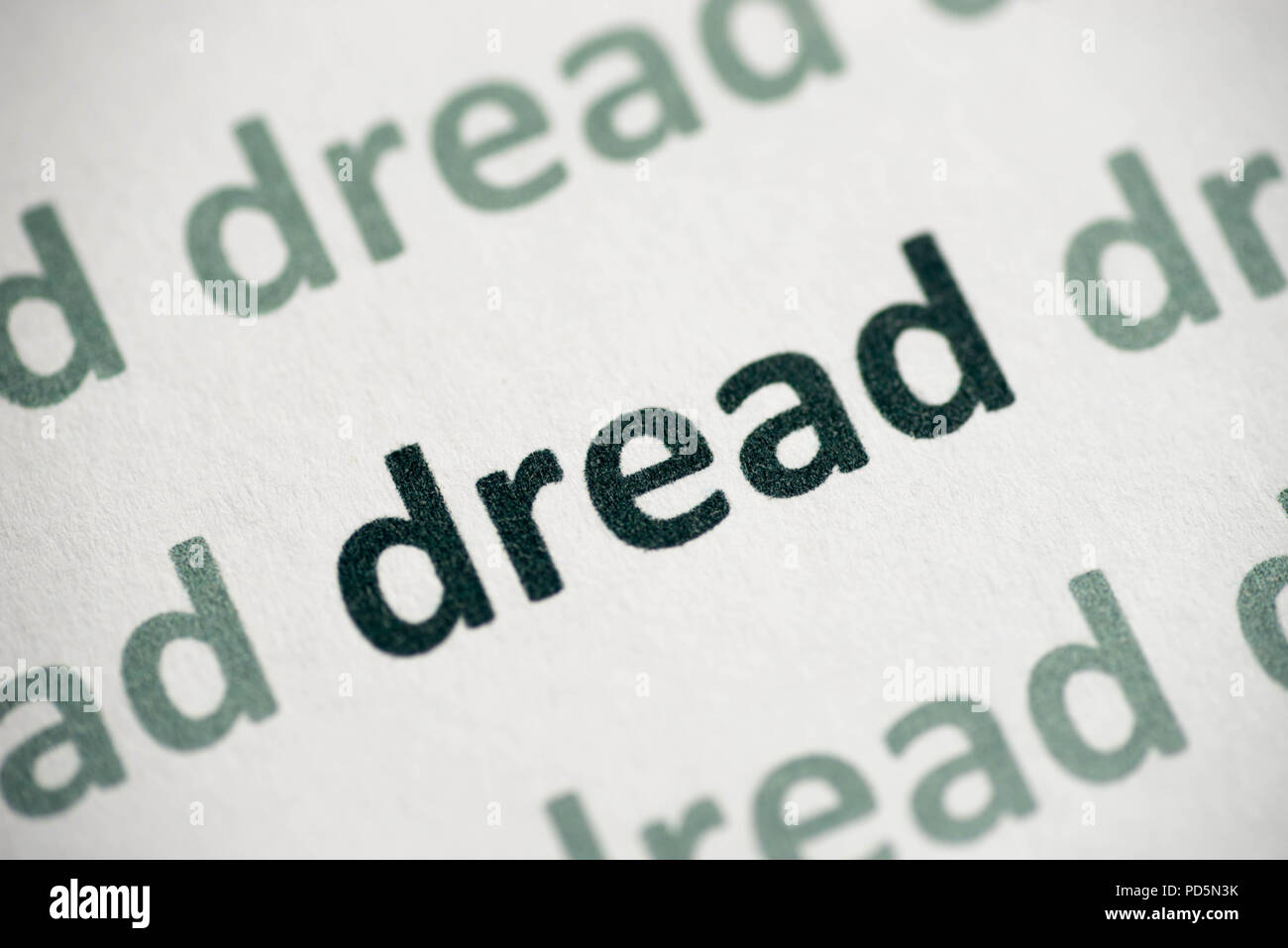 Dread word macro imprimés sur papier blanc Banque D'Images