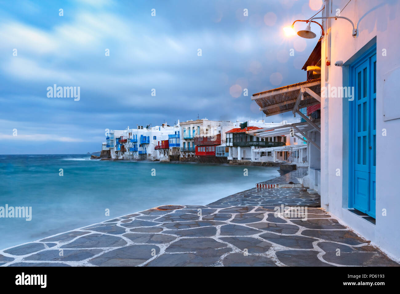 La petite Venise sur l'île de Mykonos, Grèce Banque D'Images