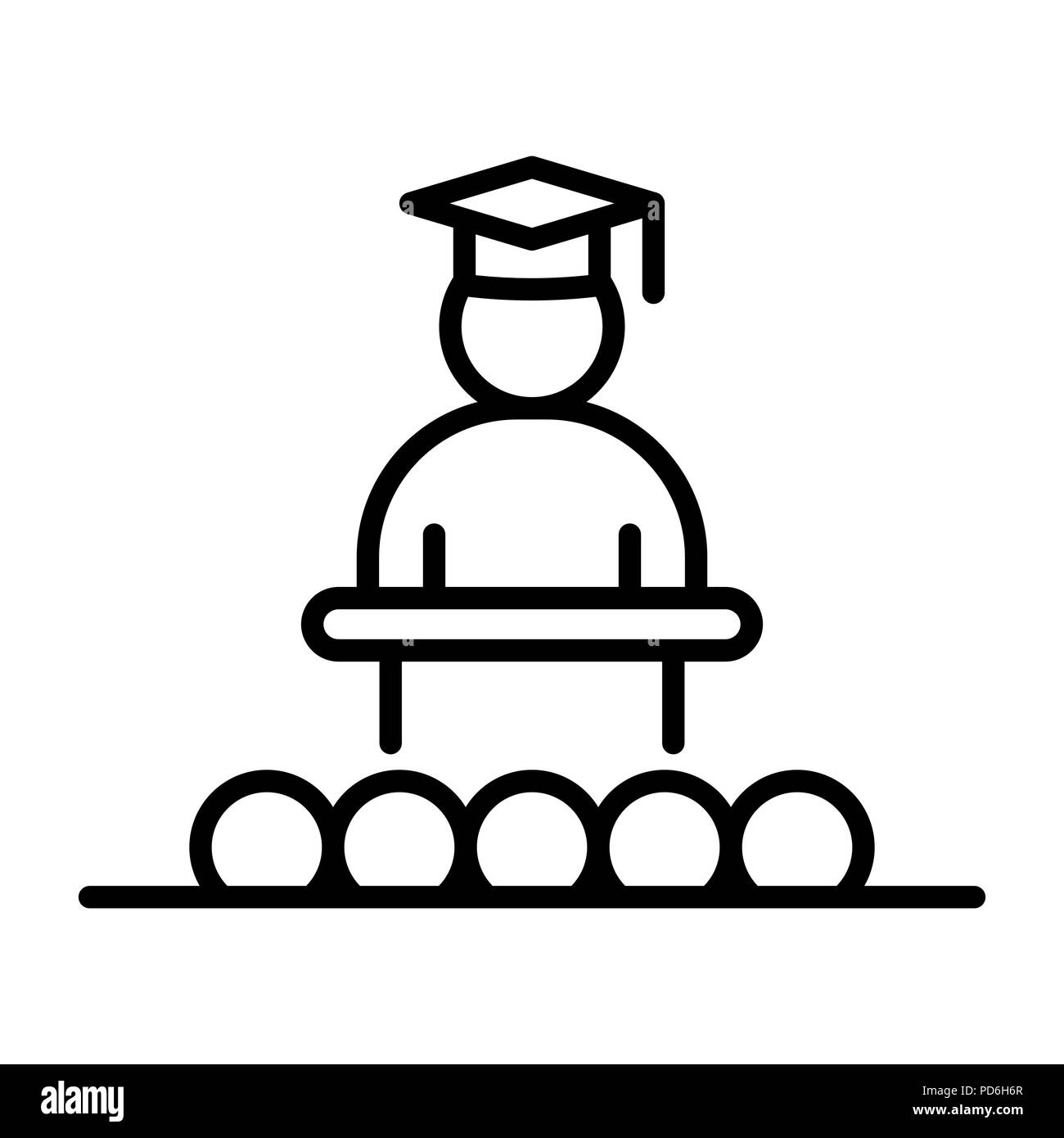 Étudiant diplômé télévision simple icône contour style illustration. Illustration de Vecteur