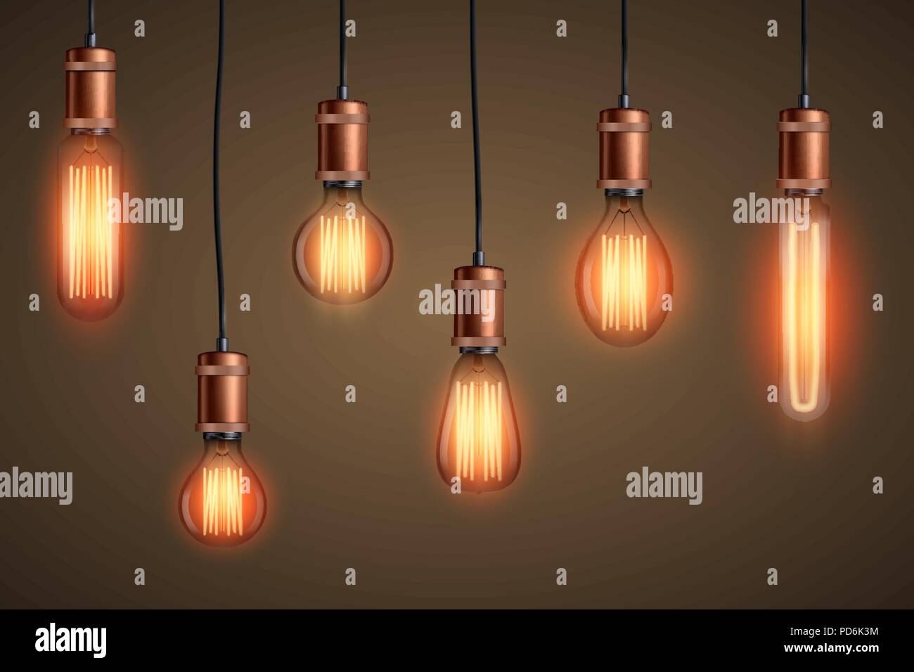 L'ampoule d'Edison rétro set Illustration de Vecteur
