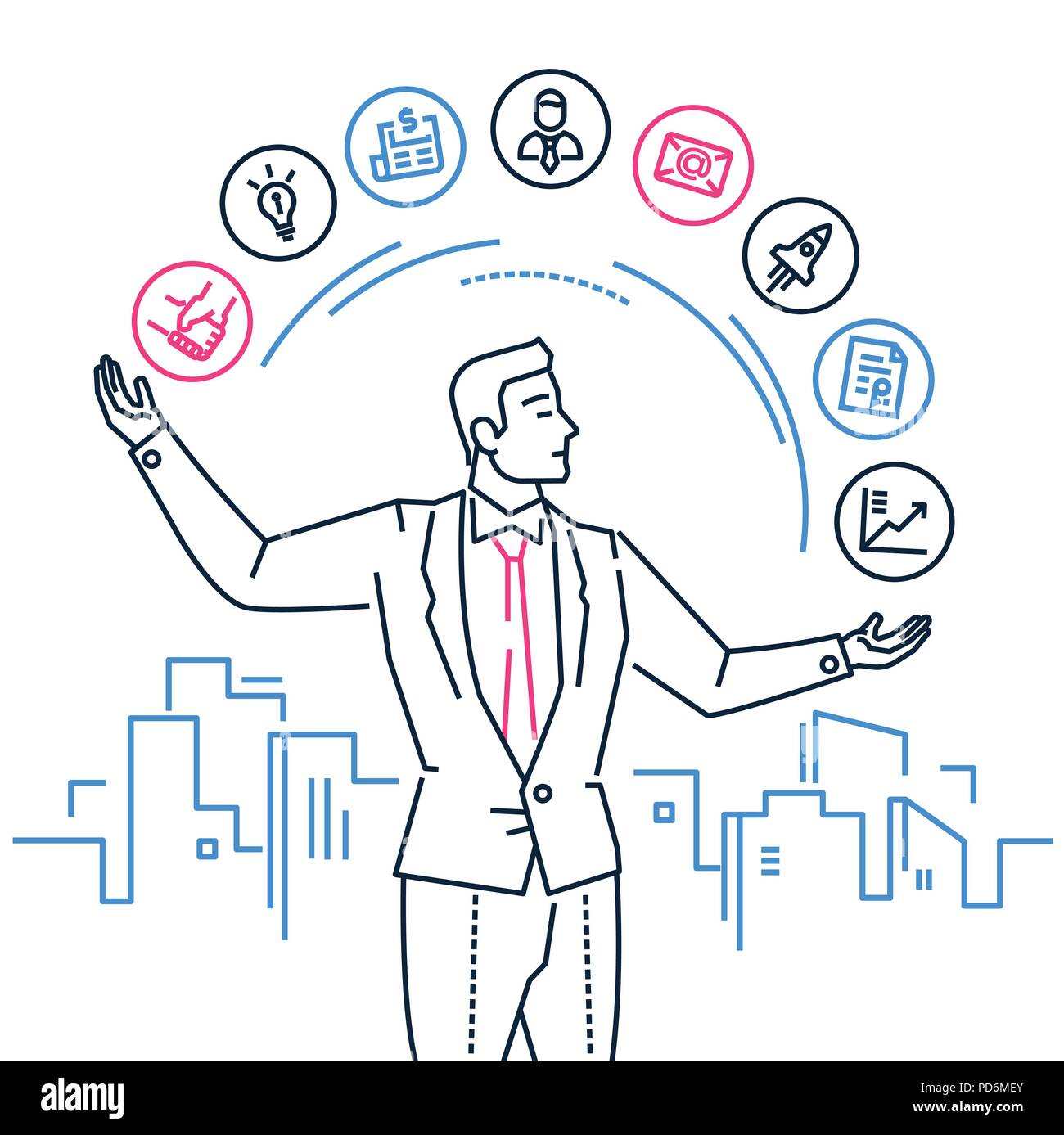 Gestion du temps - illustration style de conception en ligne Illustration de Vecteur