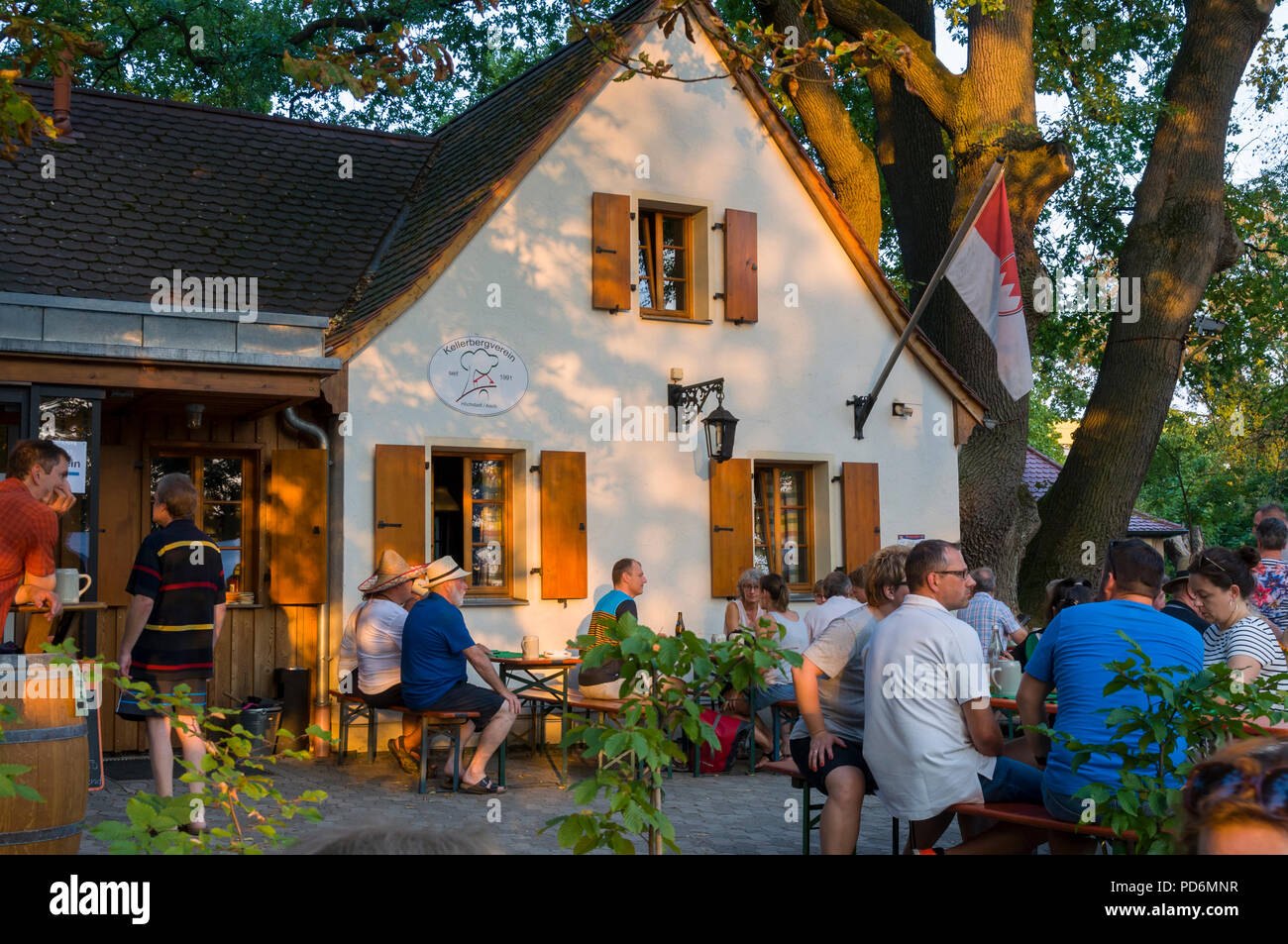 Petersbecks cave à bière et garten Höchstadt, Franconia, Bavaria, Germany, Banque D'Images