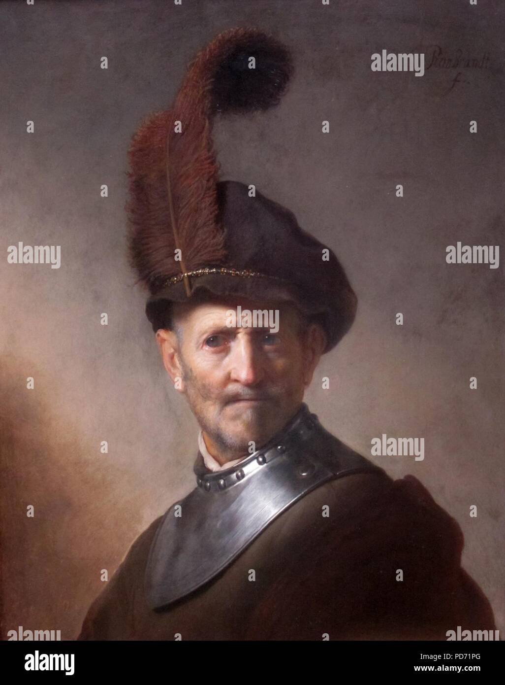 Un vieil homme en costume militaire 1630-1 Rembrandt. Banque D'Images