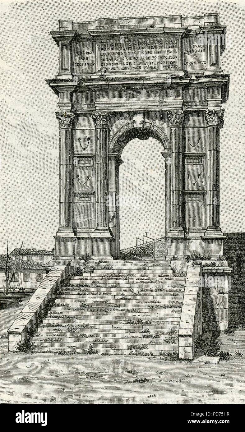 Ancona Arco di Traiano. xilografia Banque D'Images