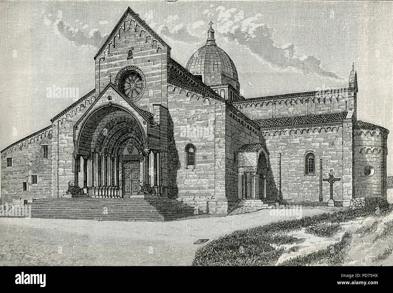Ancona Cattedrale di San Ciriaco xilografia. Banque D'Images