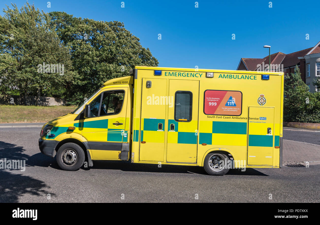 Sud-est de la Côte d'urgence ambulance services NHS dans le West Sussex, Angleterre, Royaume-Uni. Banque D'Images