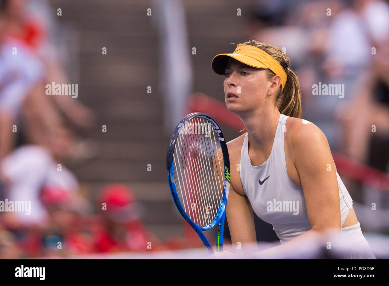 Le 06 août 2018 : Maria Sharapova au premier tour match de la Coupe Rogers au stade ouvert canadien de IGA à Montréal, Canada. Daniel Lea/CSM. Banque D'Images