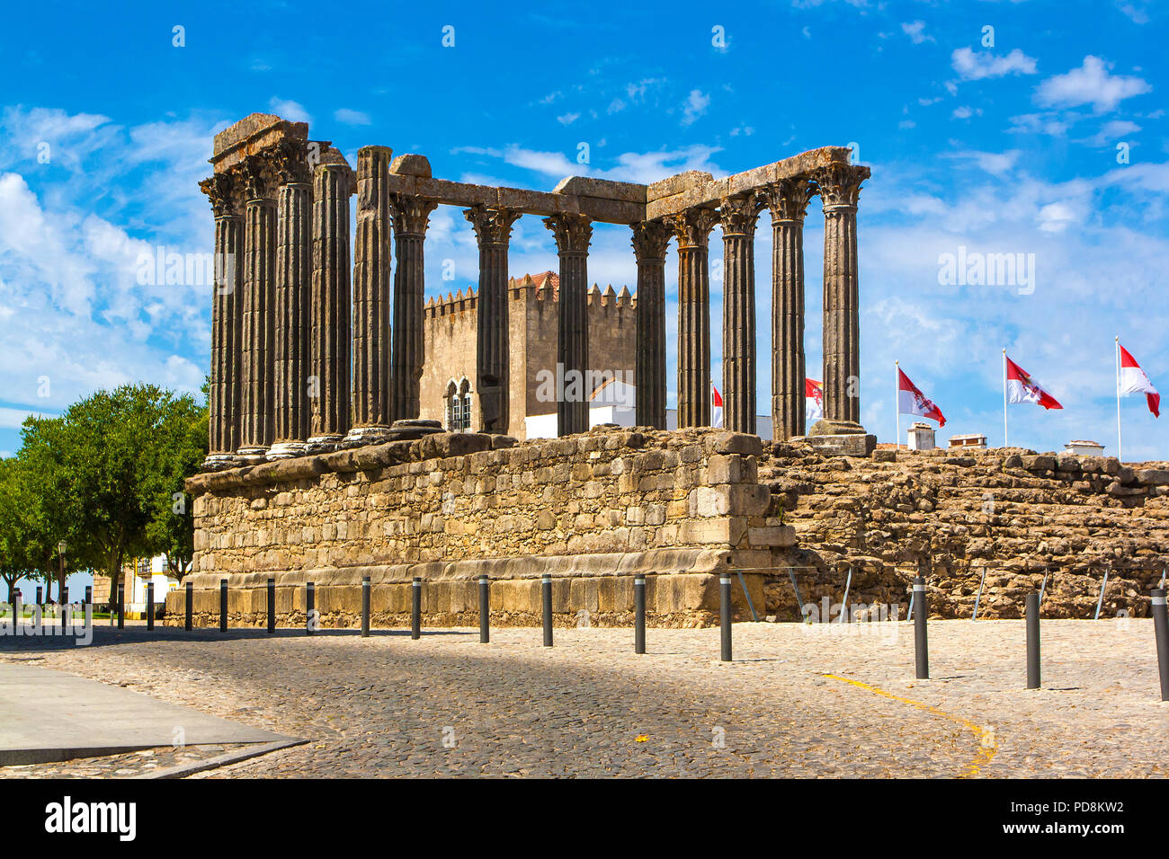 Le temple romain d'Évora au Portugal Banque D'Images