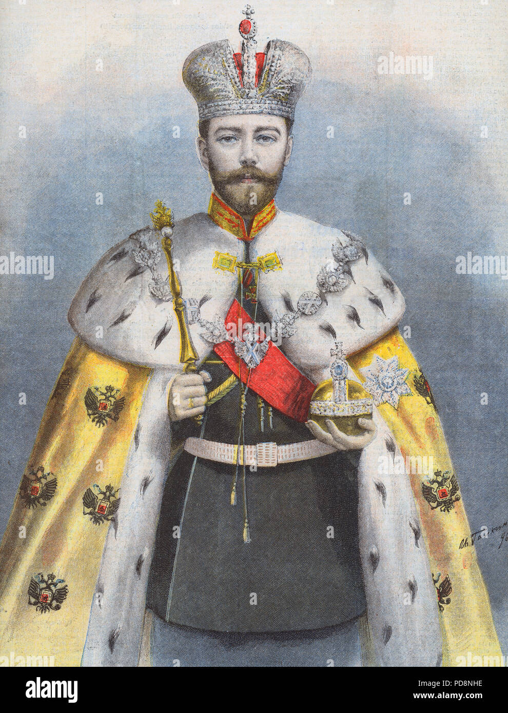 Le Tsar Nicolas II de Russie. 1868-1918. Le dernier empereur de Russie. L'illustration de : Le Petit Journal 24 mai 1896 dans le cadre de son couronnement à Moscou. Banque D'Images