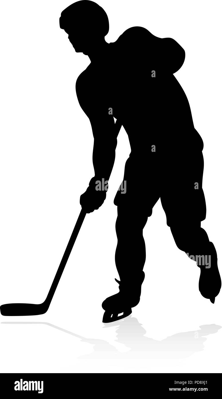 Silhouette de Hockey sur Glace Illustration de Vecteur
