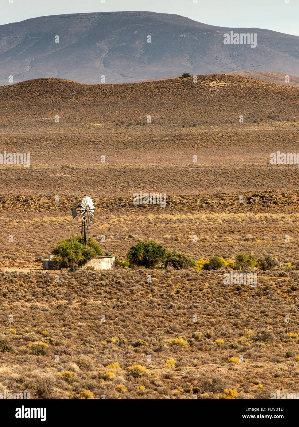 Moulin à vent dans la région du Karoo, Afrique du Sud. Banque D'Images