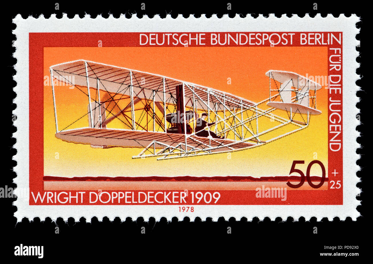 Timbre allemand (Berlin : 1978) : Wright' ennuie biplan (1909) Banque D'Images