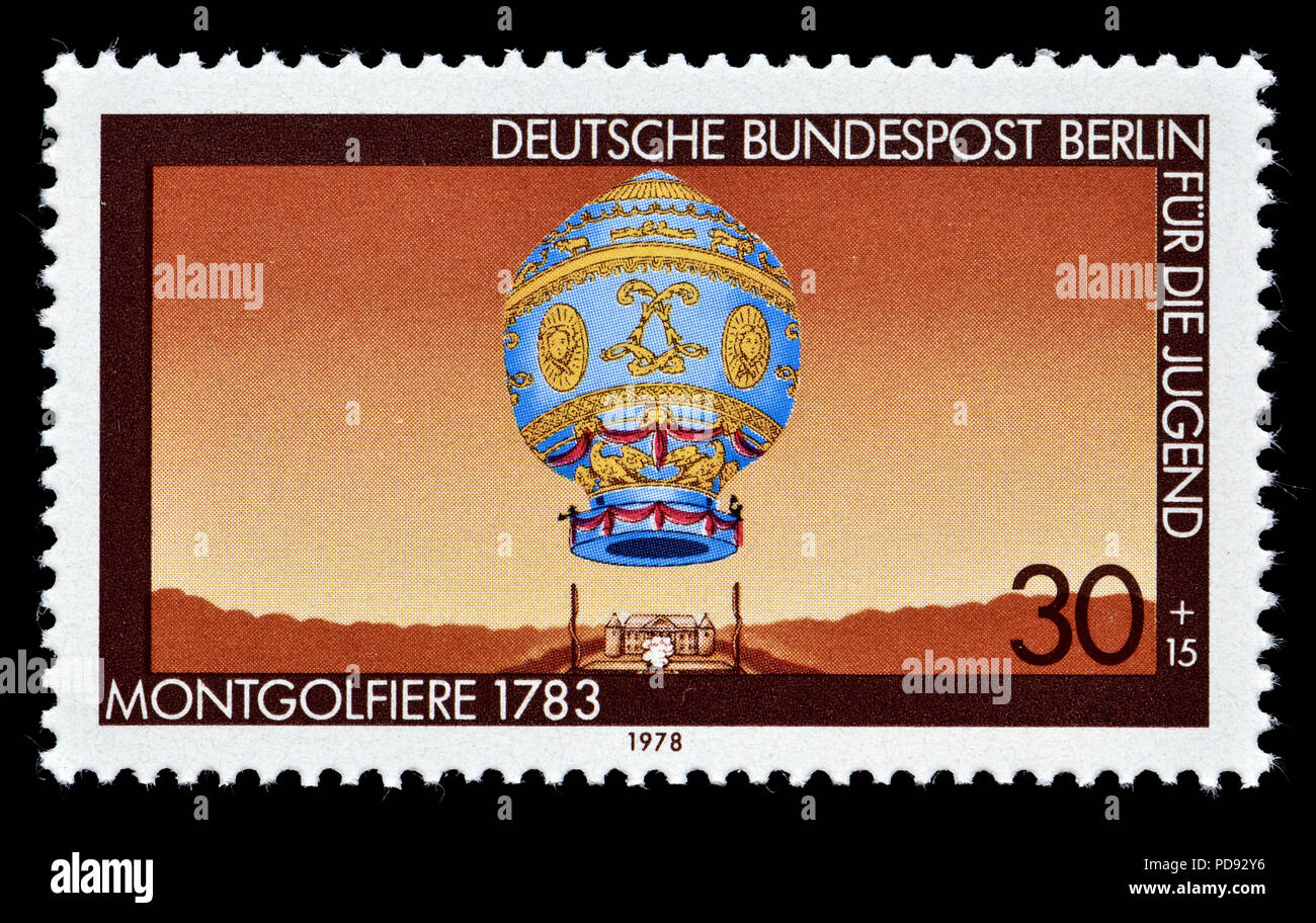 Timbre allemand (Berlin : 1978) : montgolfière montgolfière des frères (1783) Banque D'Images