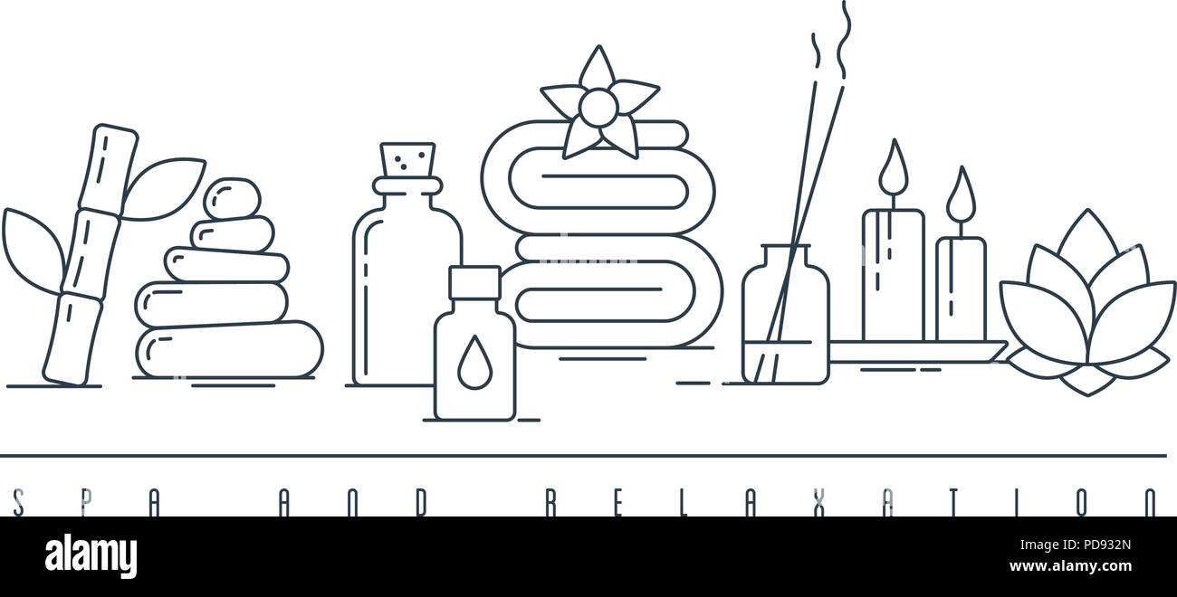Spa et détente concept line art vector illustration Illustration de Vecteur