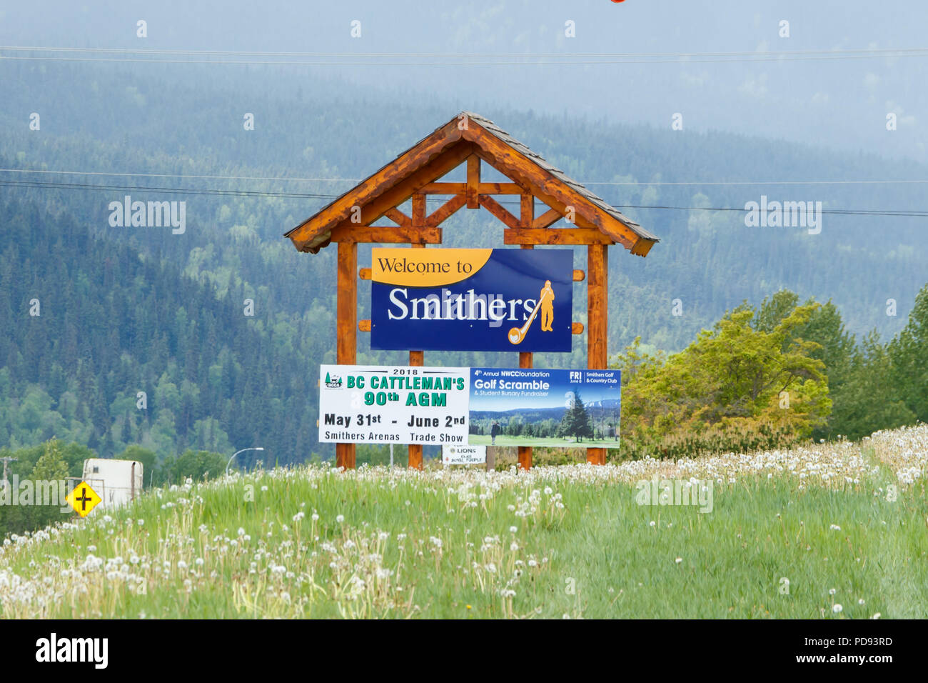 Smithers, Canada - Circa 2018 : Bienvenue à Smithers Sign Banque D'Images