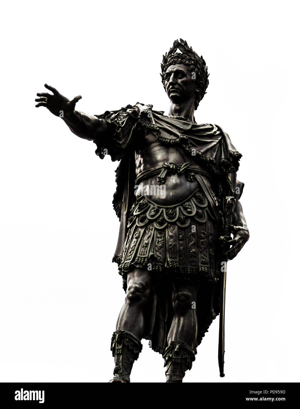 Noir et blanc de la grande statue isolée imperator romain Juluis César chef de l'empire grand Banque D'Images