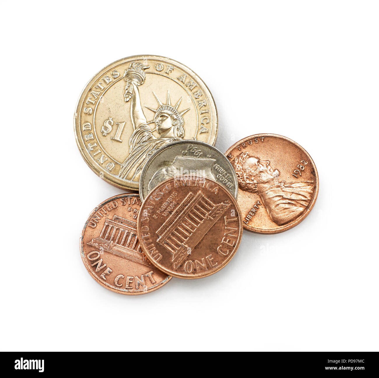 Pile de pièces en argent - Banque D'Images