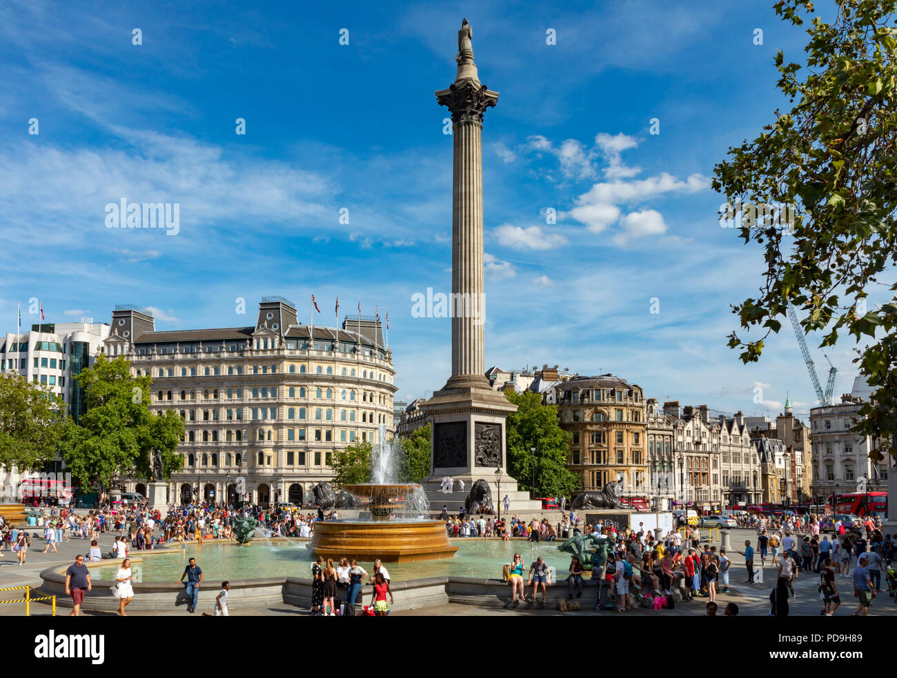 Angleterre Londres, 04 août 2018, la Colonne de Nelson à Trafalgar Square Banque D'Images