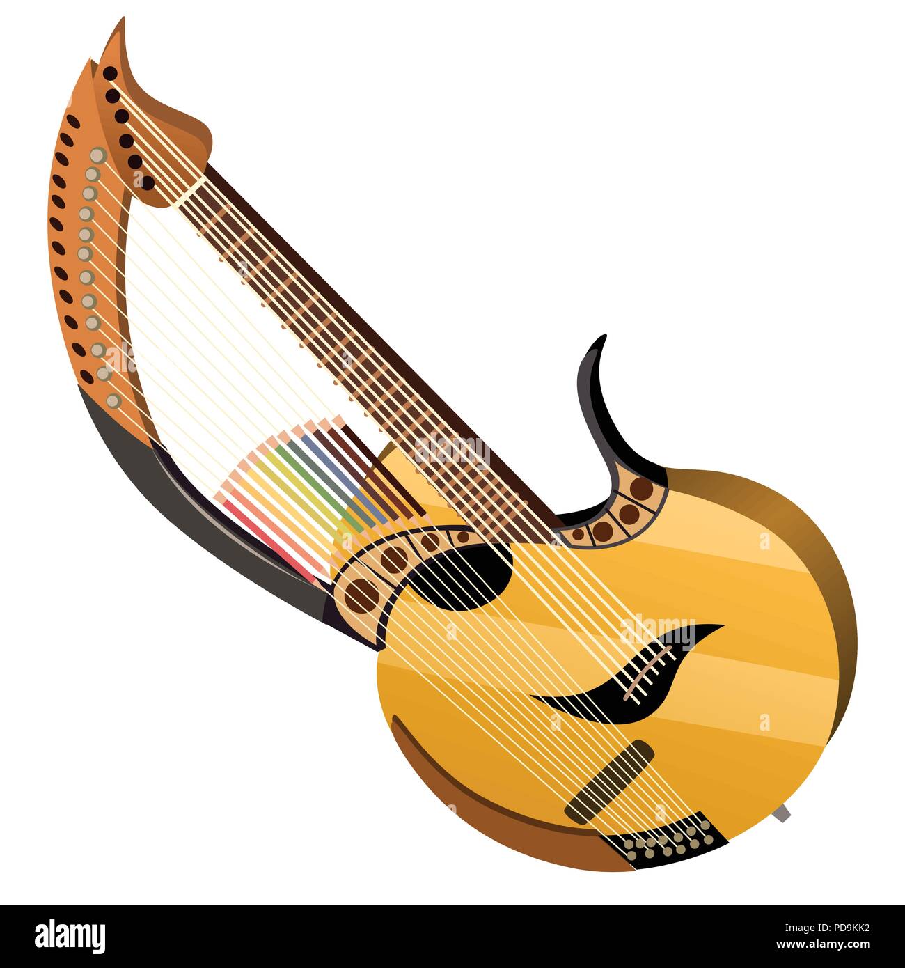 Guitare harpe isolé sur fond blanc. Cartoon Vector illustration close-up  Image Vectorielle Stock - Alamy