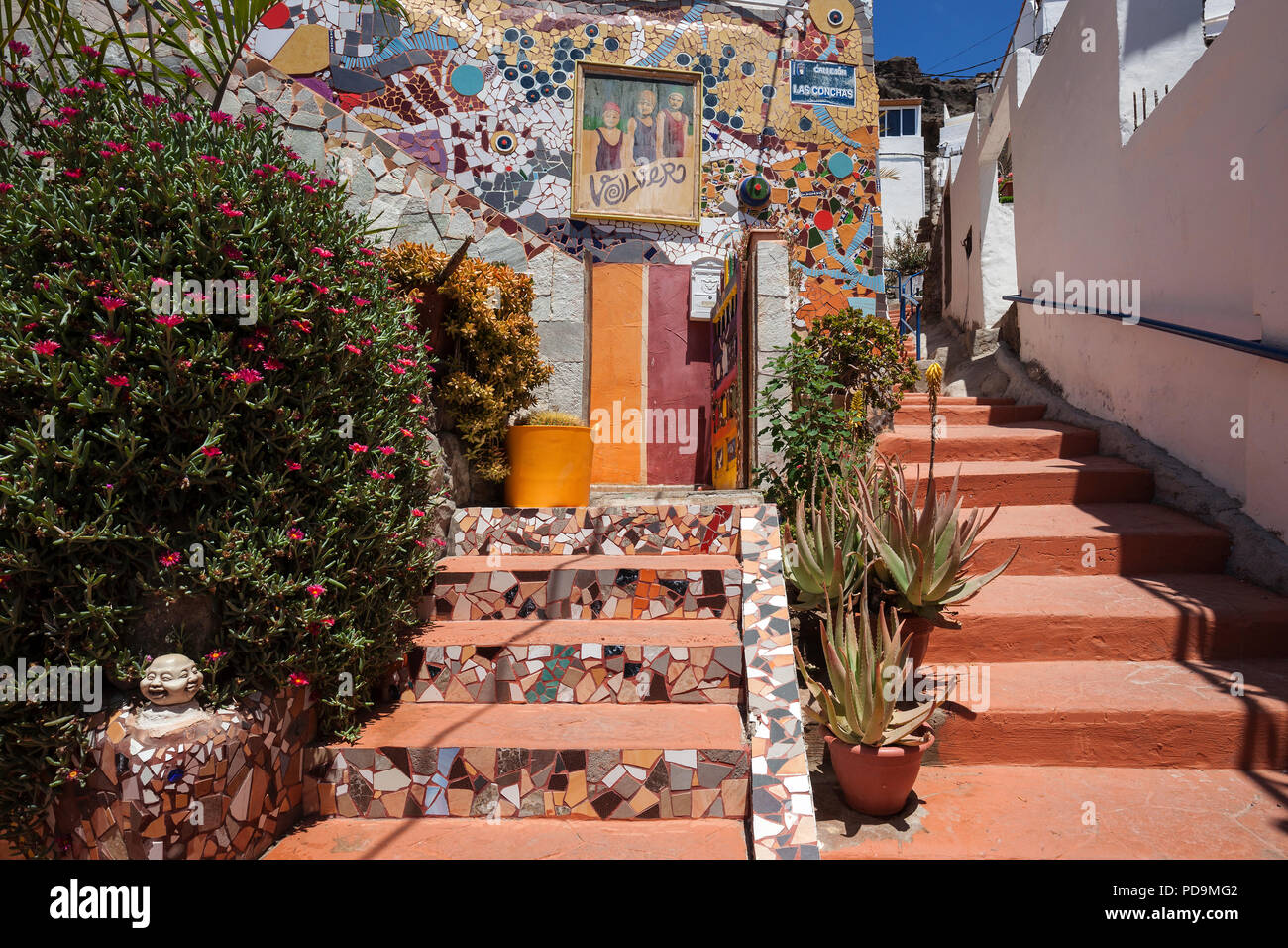 Colourfull Alley, Puerto de Mogan, Grande Canarie, Îles Canaries, Espagne Banque D'Images