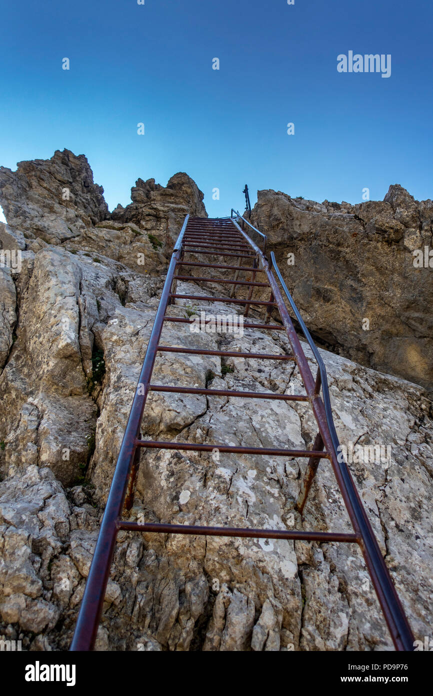 Échelle d'acier sur la via ferrata Mittenwald Banque D'Images