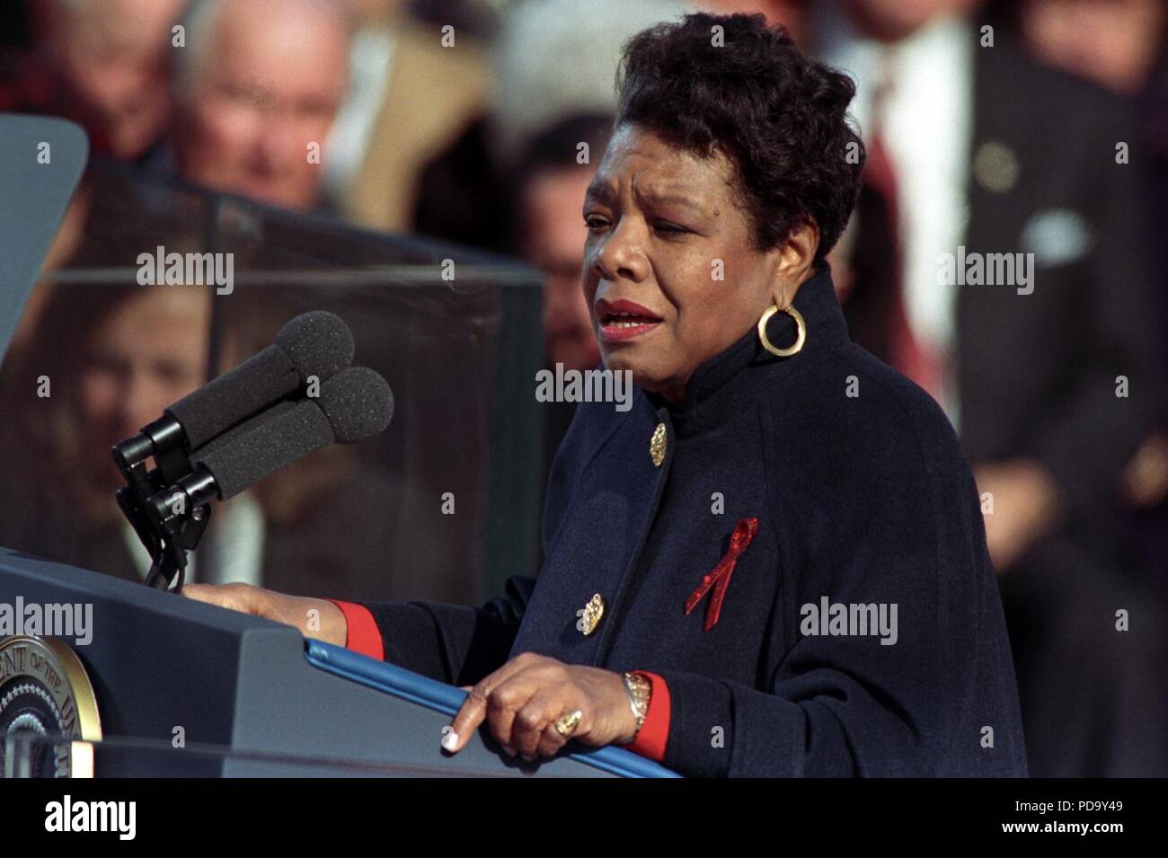 Angelou à Clinton inauguration. Banque D'Images