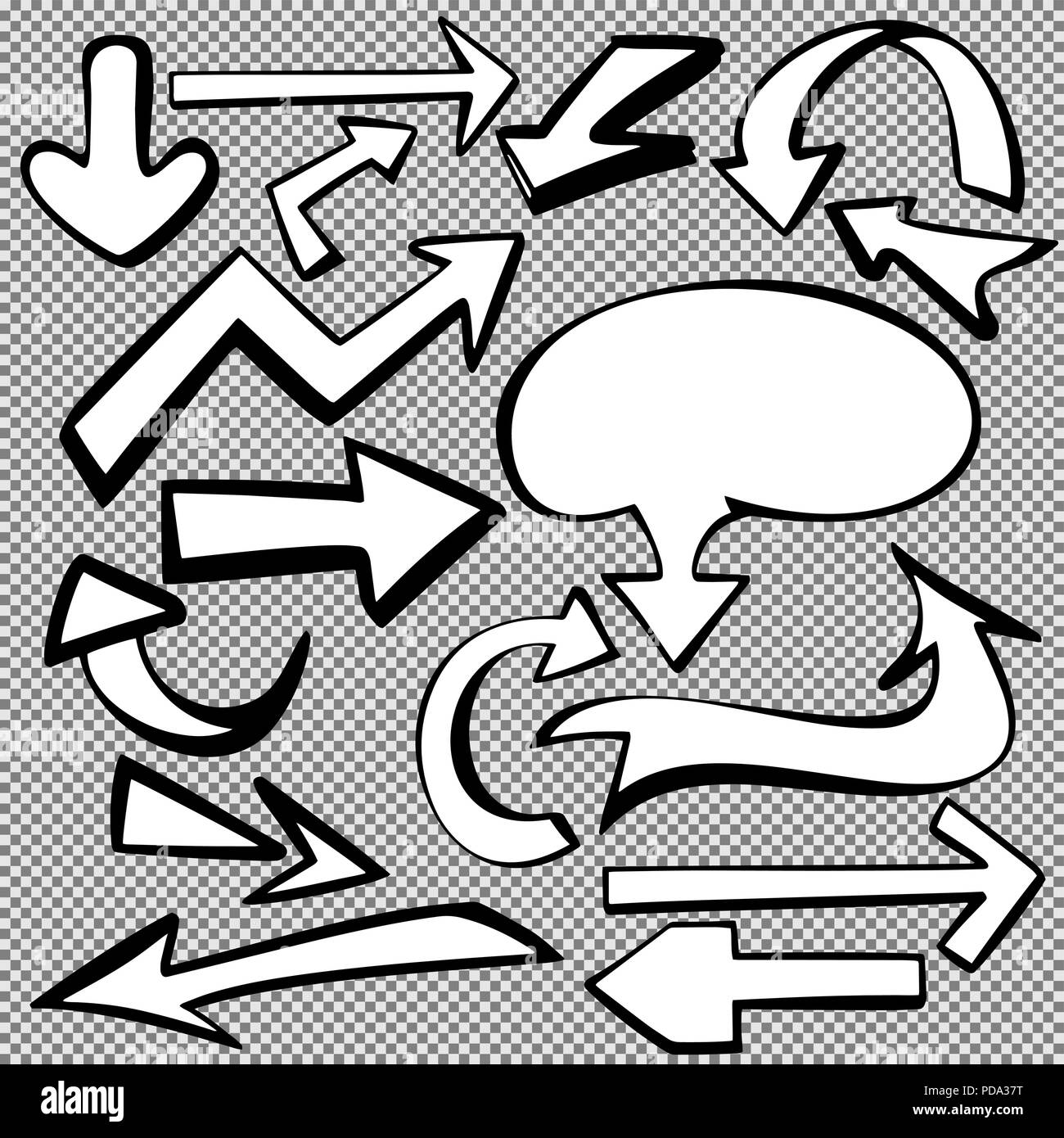 Jeu de flèches sketch hand drawn cartoon vector Illustration de Vecteur