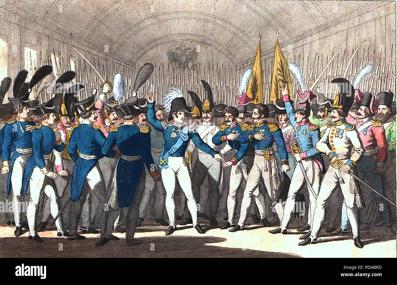 Insurrection de Novembre (1830-1831) alias Polonais-russe Guerre ou révolution des cadets. Ici le Tsar Nicolas I est indiqué à ses dirigeants de l'insurrection polonaise. Banque D'Images