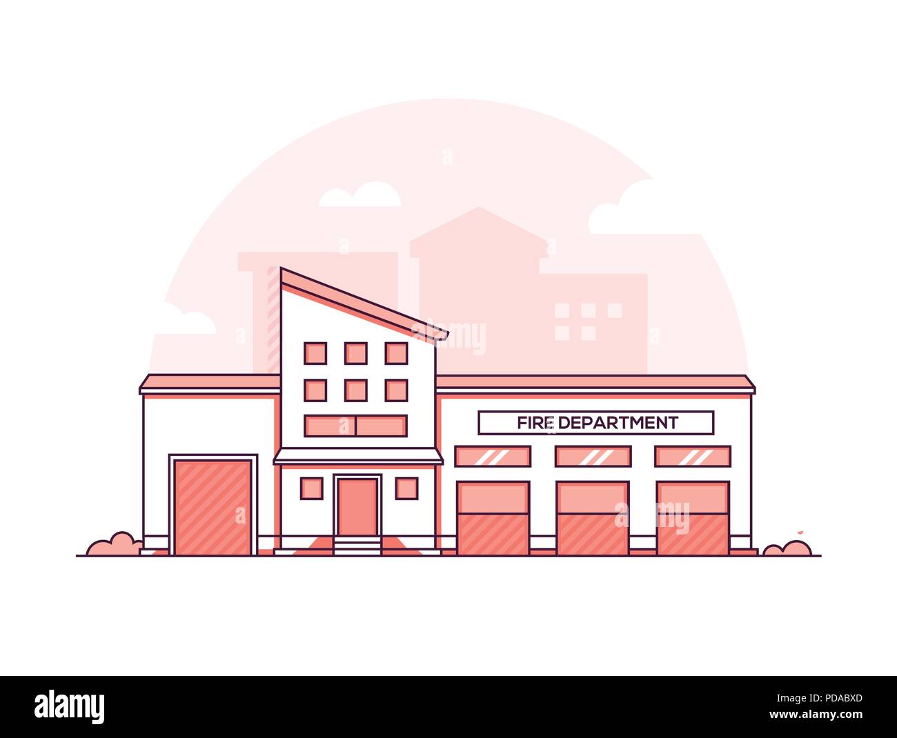 Fire Department - ligne fine moderne style design vector illustration Illustration de Vecteur