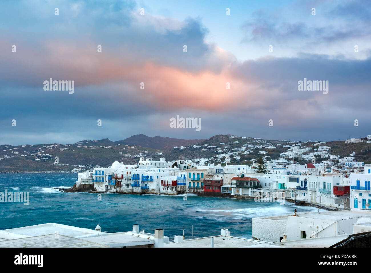 La petite Venise sur l'île de Mykonos, Grèce Banque D'Images