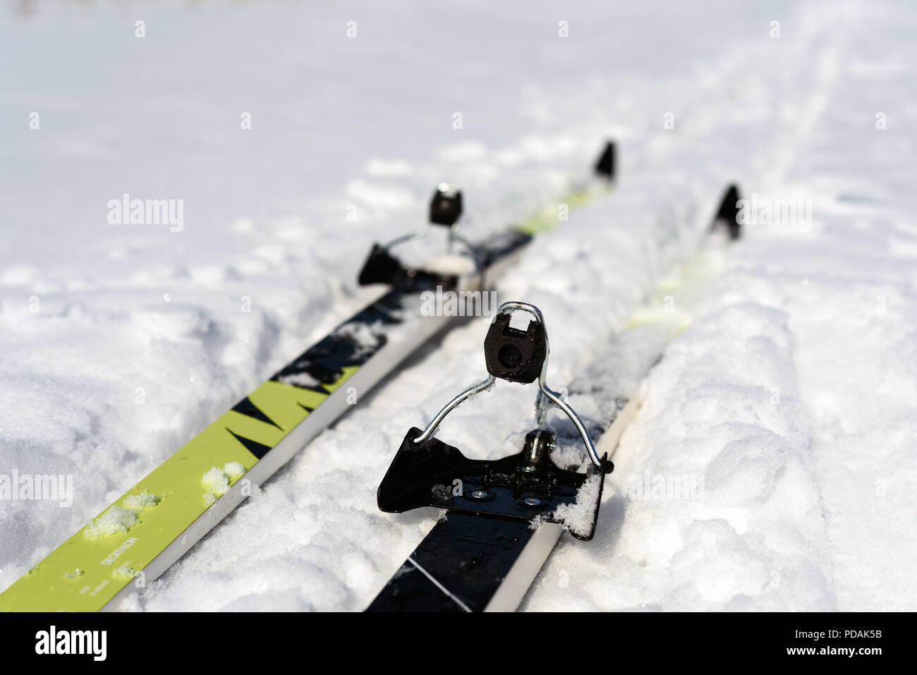 Nouvelle Paire De Skis De Fond Sur Un Arriere Plan Blanc Neige De L Hiver Avec Copie Espace Salon Pour Les Sports A Theme Hiver Et Ski Nordique Dessins Photo Stock Alamy