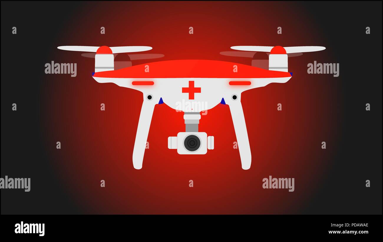 Photo et vidéo drone infirmier pour des missions de sauvetage. Vector illustration. Illustration de Vecteur