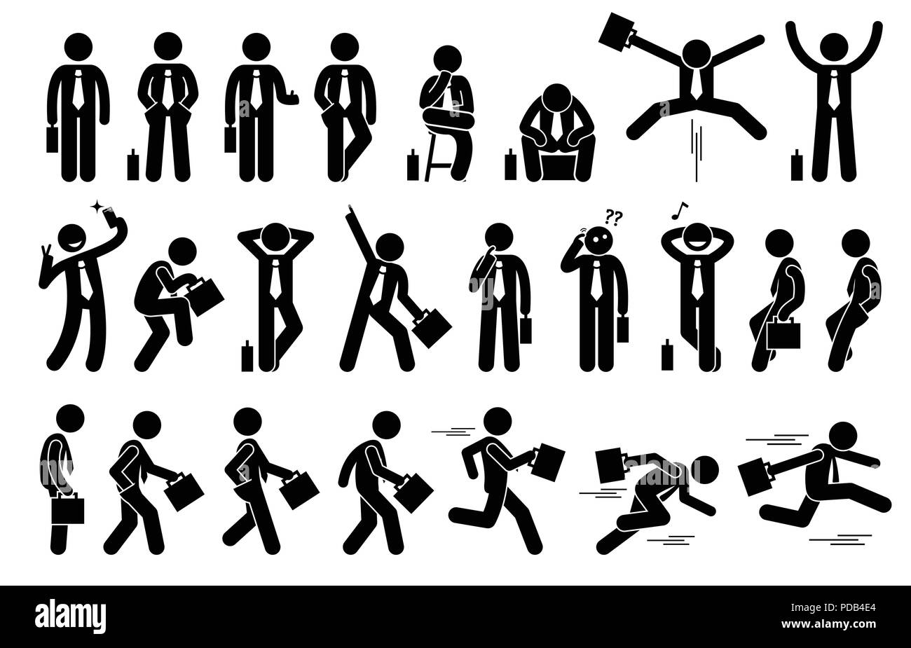 Businessman with diverses poses et d'actions. Illustration de Vecteur