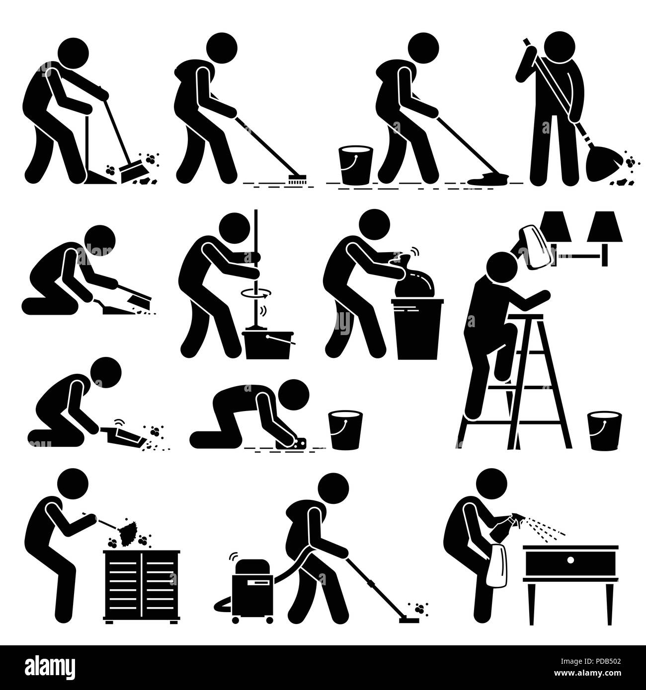 Nettoyer et laver plus propre pictogramme Maison Illustration de Vecteur