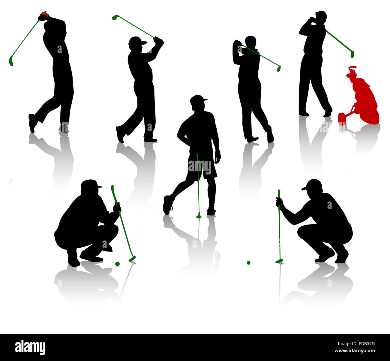 Silhouettes des hommes jouer a golf Banque D'Images