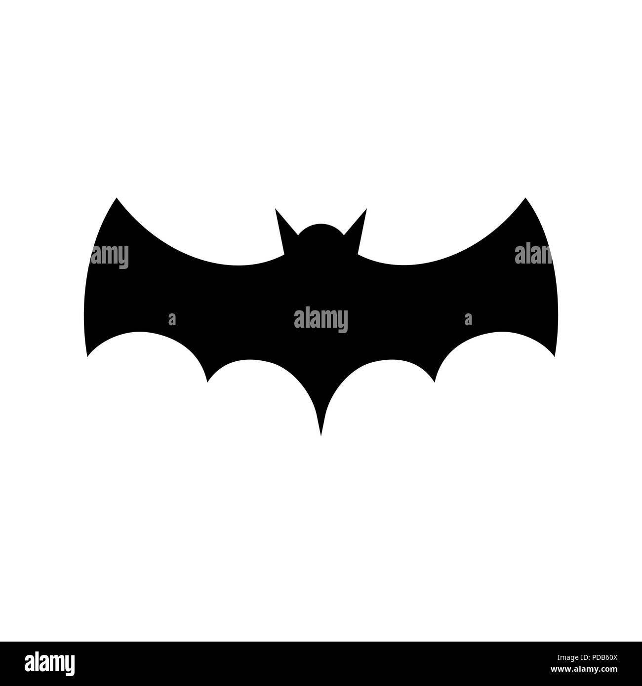 Silhouette bat noir isolé sur fond blanc. Illustration de Vecteur