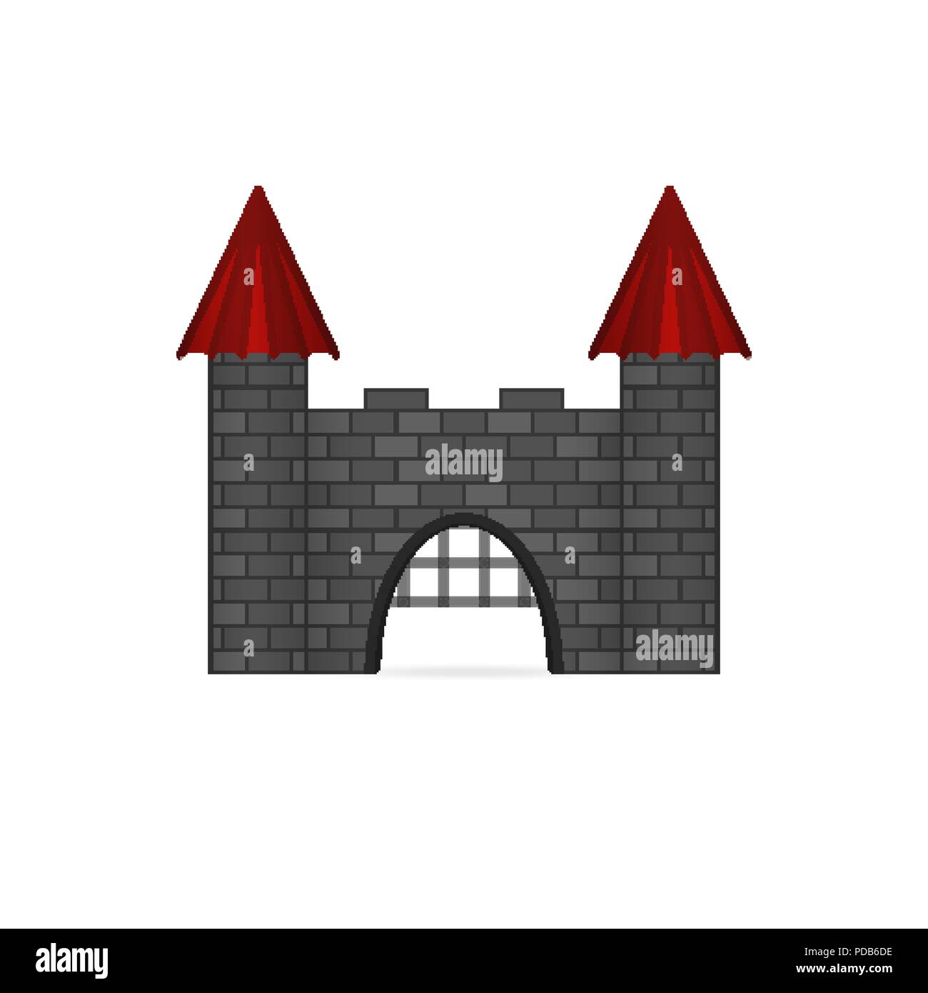 Château fort médiéval roi royal mur avec des portes ouvertes Illustration de Vecteur