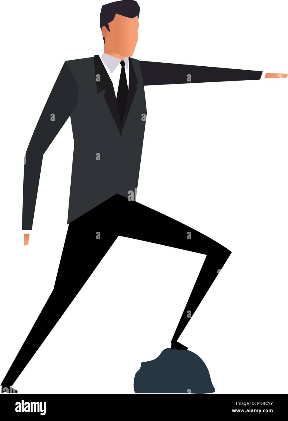 Businessman with feet on rock pinting avec part Illustration de Vecteur