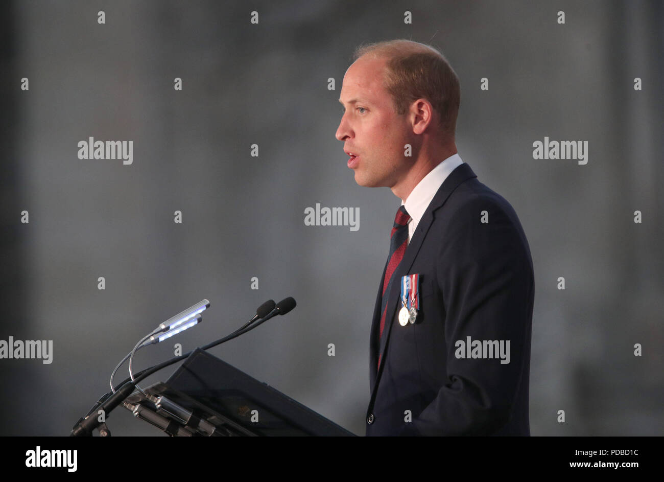 Le duc de Cambridge à la Cathédrale d'Amiens, France, pendant le service, à l'occasion du centenaire de la bataille d'Amiens et de l'offensive des Cent Jours' qui a été un point décisif de la Première Guerre mondiale. Banque D'Images