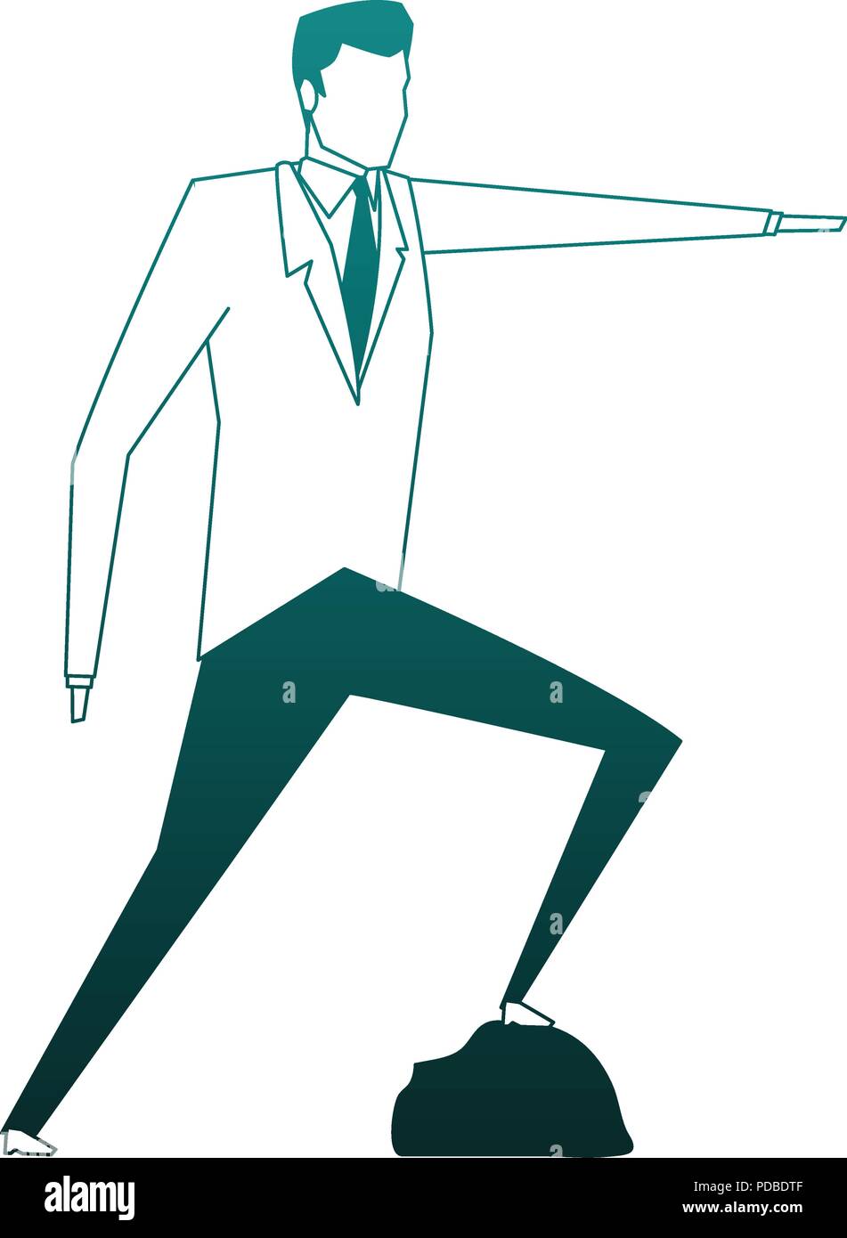 Businessman with feet on rock pinting avec de lignes bleues Illustration de Vecteur